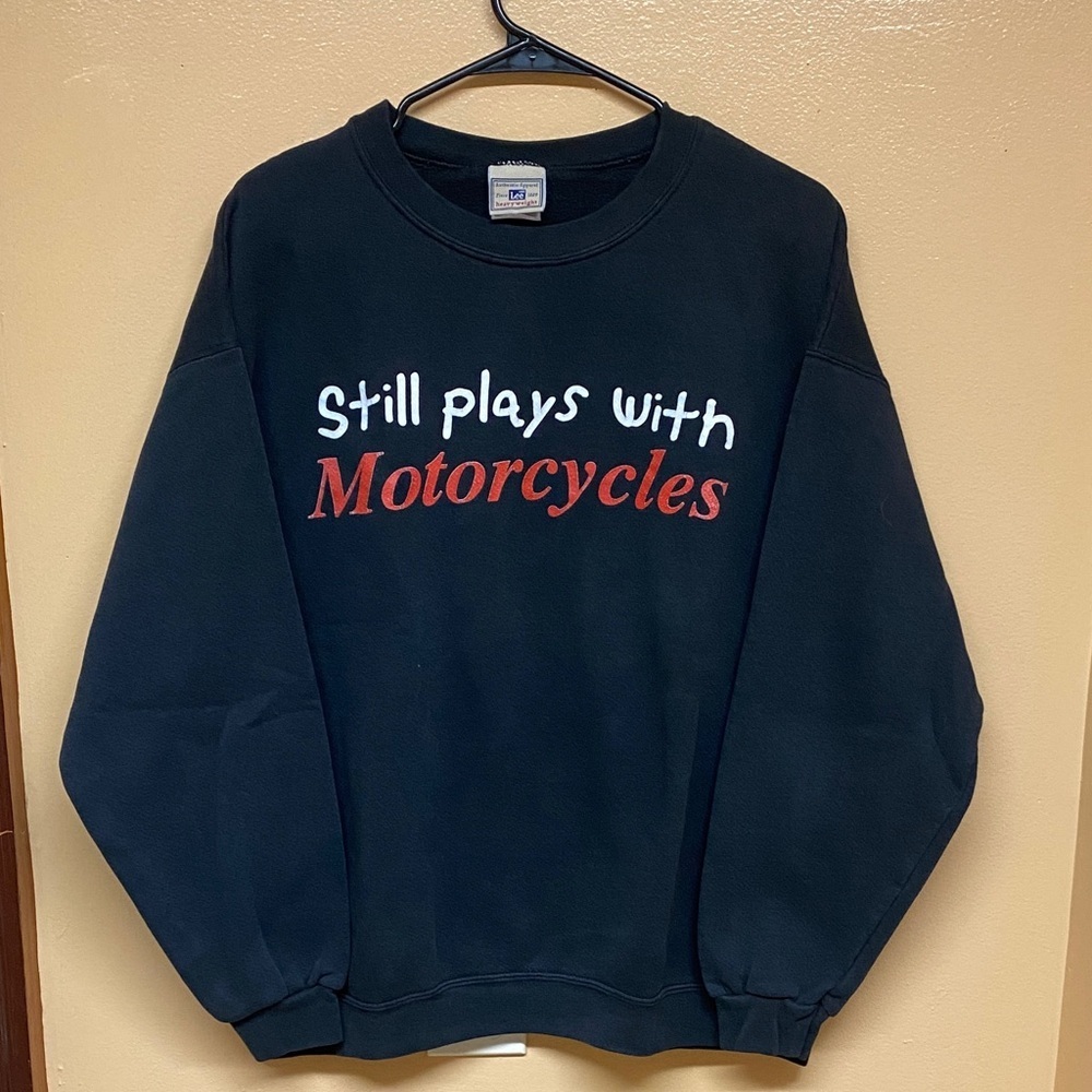 Vintage 90s Lee Heavyweight “Still Plays with Motorcycles” Crewneck Size Large